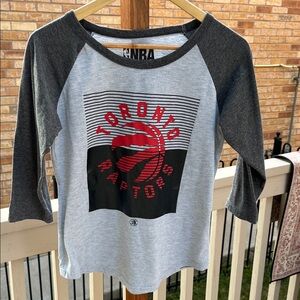 NBA Kids Toronto Raptors Gray and Black Long Tee (Half sleeve)